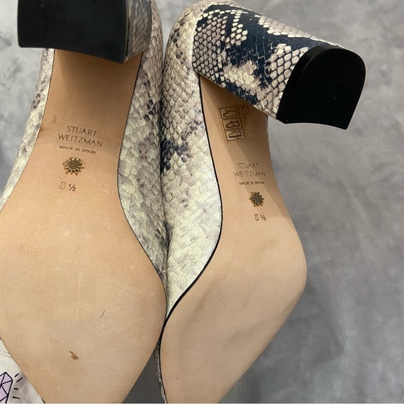Stuart Weitzman Adria Python Print Pointed Toe Leather Pumps Size 8.5 - Picture 9 of 12